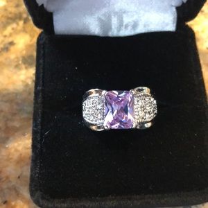 2-3 CARAT SQUARE PURPLE CZ RING SIZE 6
